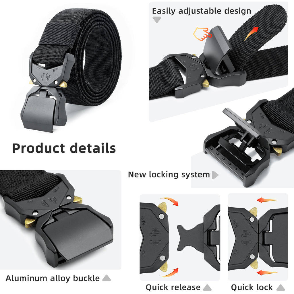 Tactical Belt,Work Belts for Men,Military Hiking Heavy Duty Belt for 1.5 Inch,Nylon Webbing Tool Belt,Gift with Quick Release Buckle