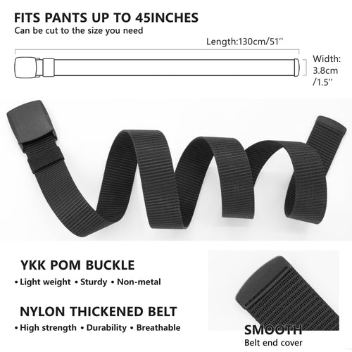 LXMY Work Belts for Men,Adjustable Nylon Fabric Belt,No Metal Buckle, Fast Pass Through the Airport Security,Suitable for Anywhere