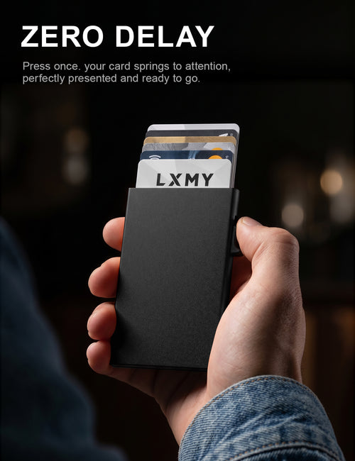 Card Holder Wallet, Credit Card Holder RFID Blocking, Minimalist Pop Up Wallet, Aluminum Slim Metal Wallet for Men & Women