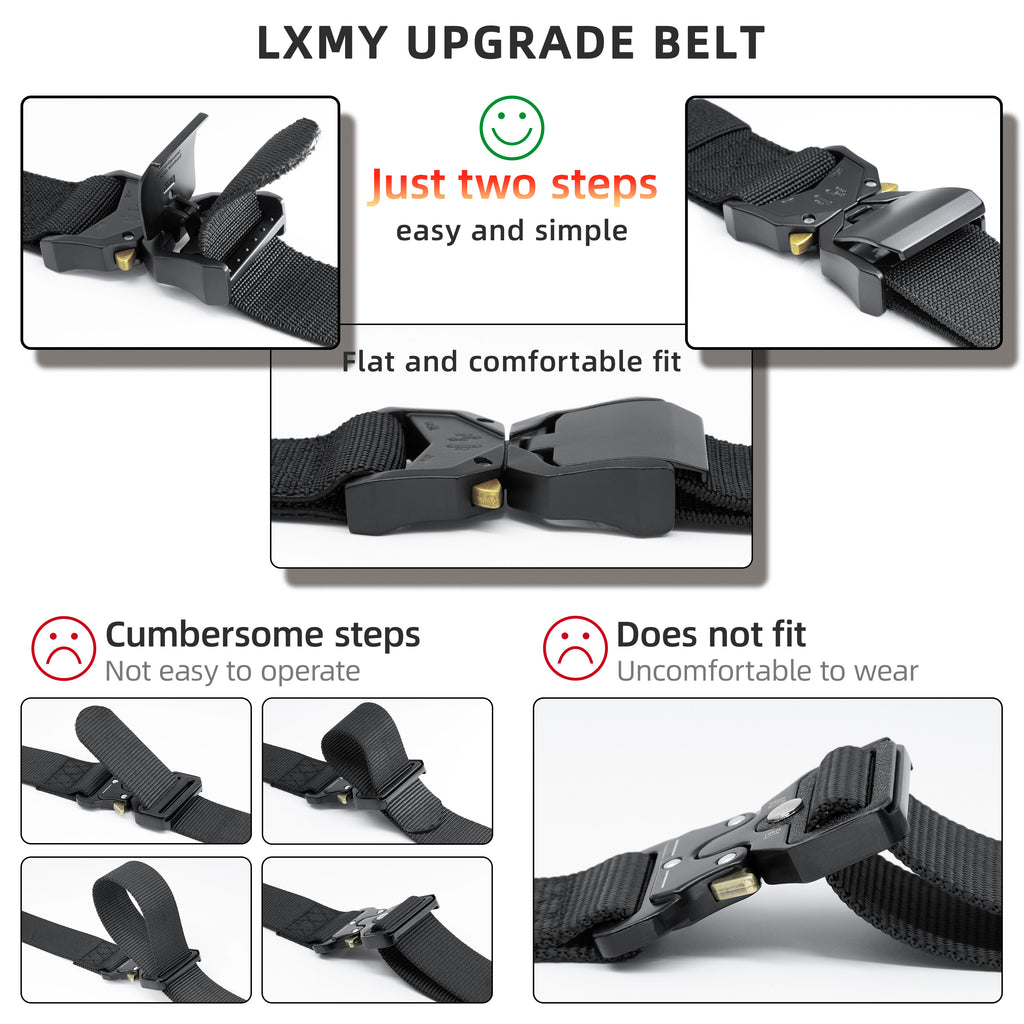Tactical Belt,Work Belts for Men,Military Hiking Heavy Duty Belt for 1.5 Inch,Nylon Webbing Tool Belt,Gift with Quick Release Buckle