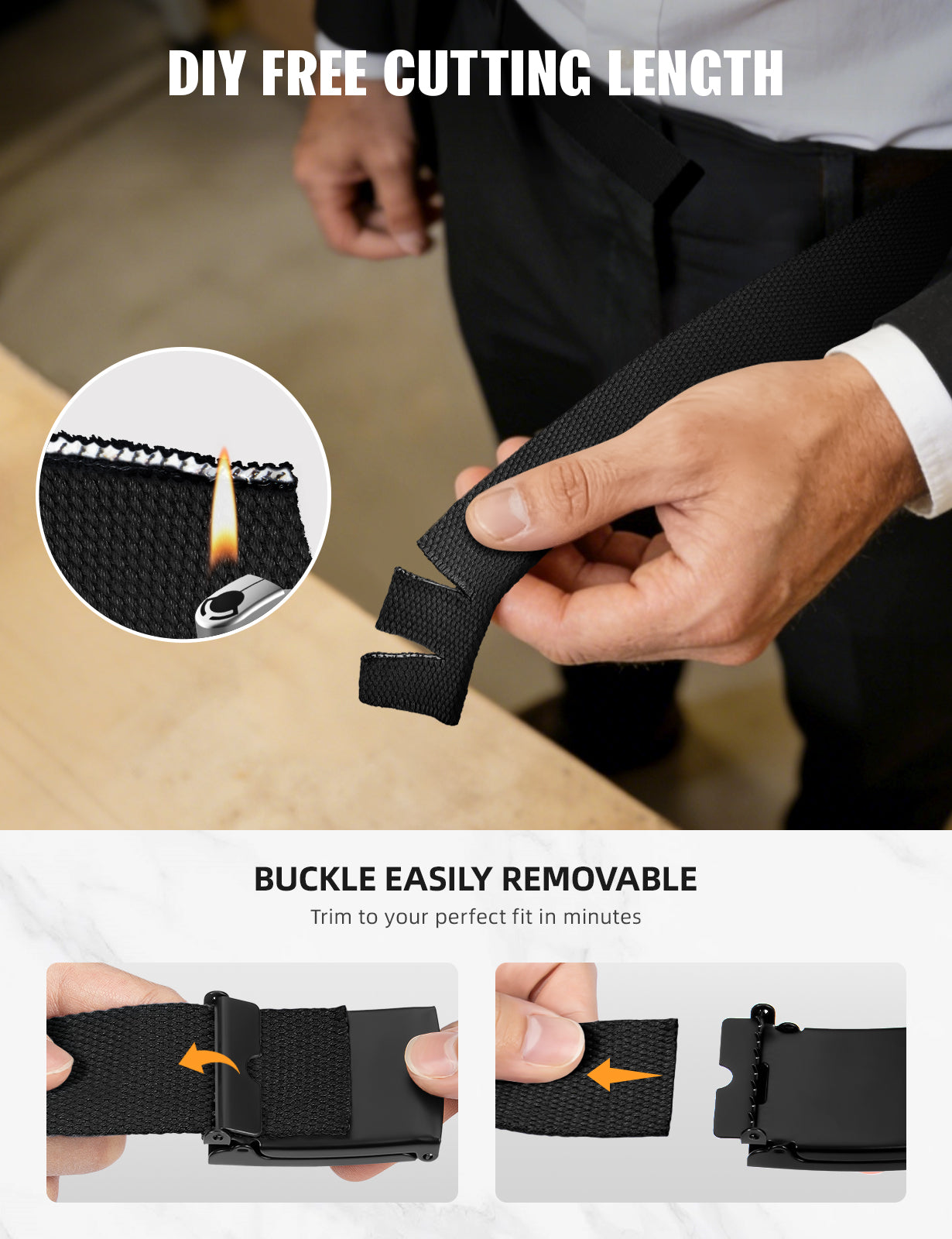 Belts for Men,Work Belts for Men,Mens Adjustable Canvas Fabric Nylon Golf Belt Fits Anywhere