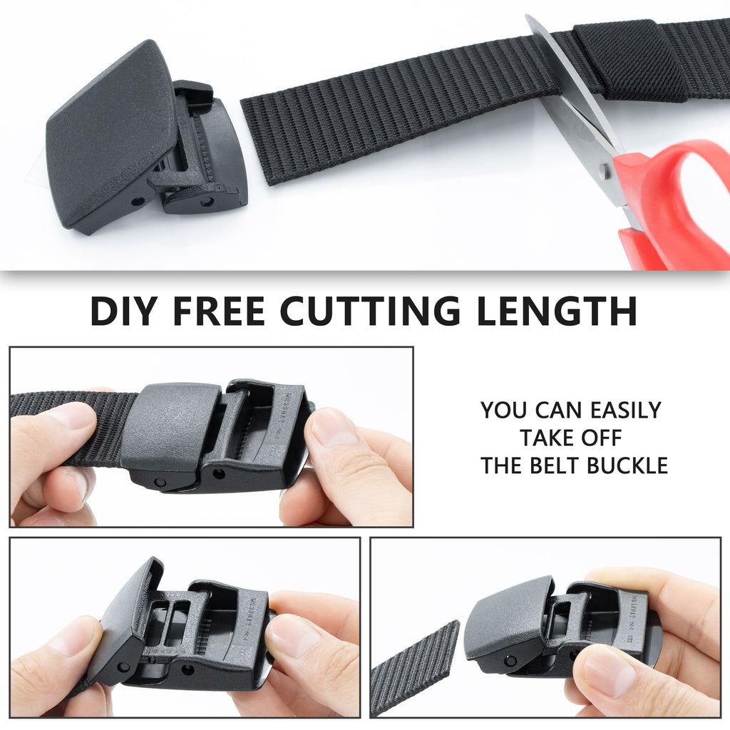 LXMY Work Belts for Men,Adjustable Nylon Fabric Belt,No Metal Buckle, Fast Pass Through the Airport Security,Suitable for Anywhere