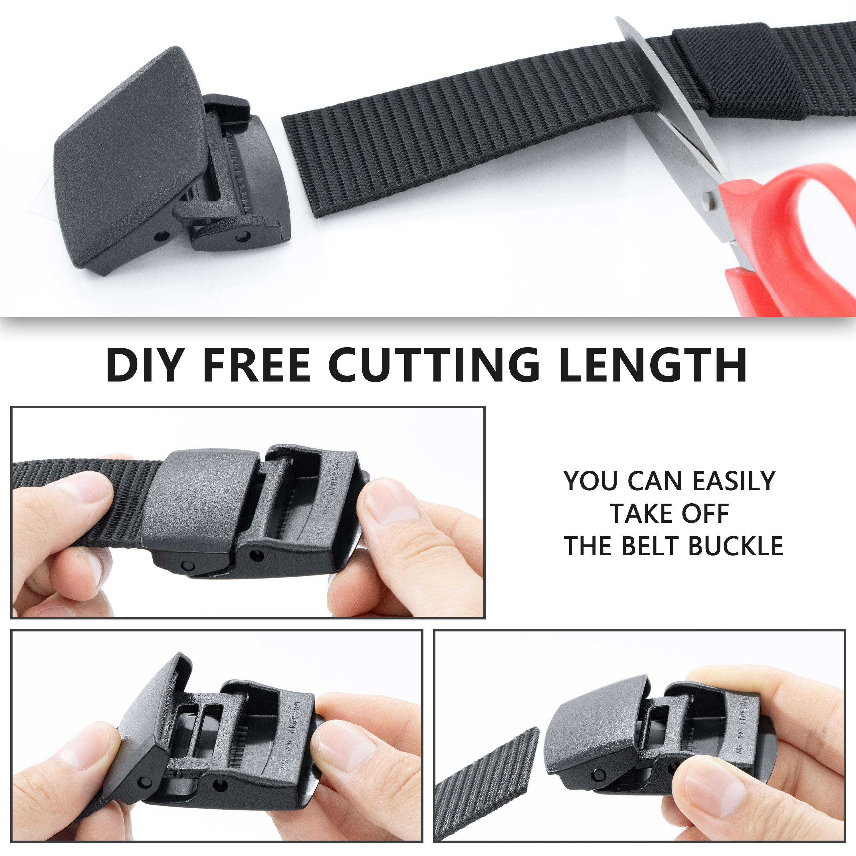LXMY Work Belts for Men,Adjustable Nylon Fabric Belt,No Metal Buckle, Fast Pass Through the Airport Security,Suitable for Anywhere