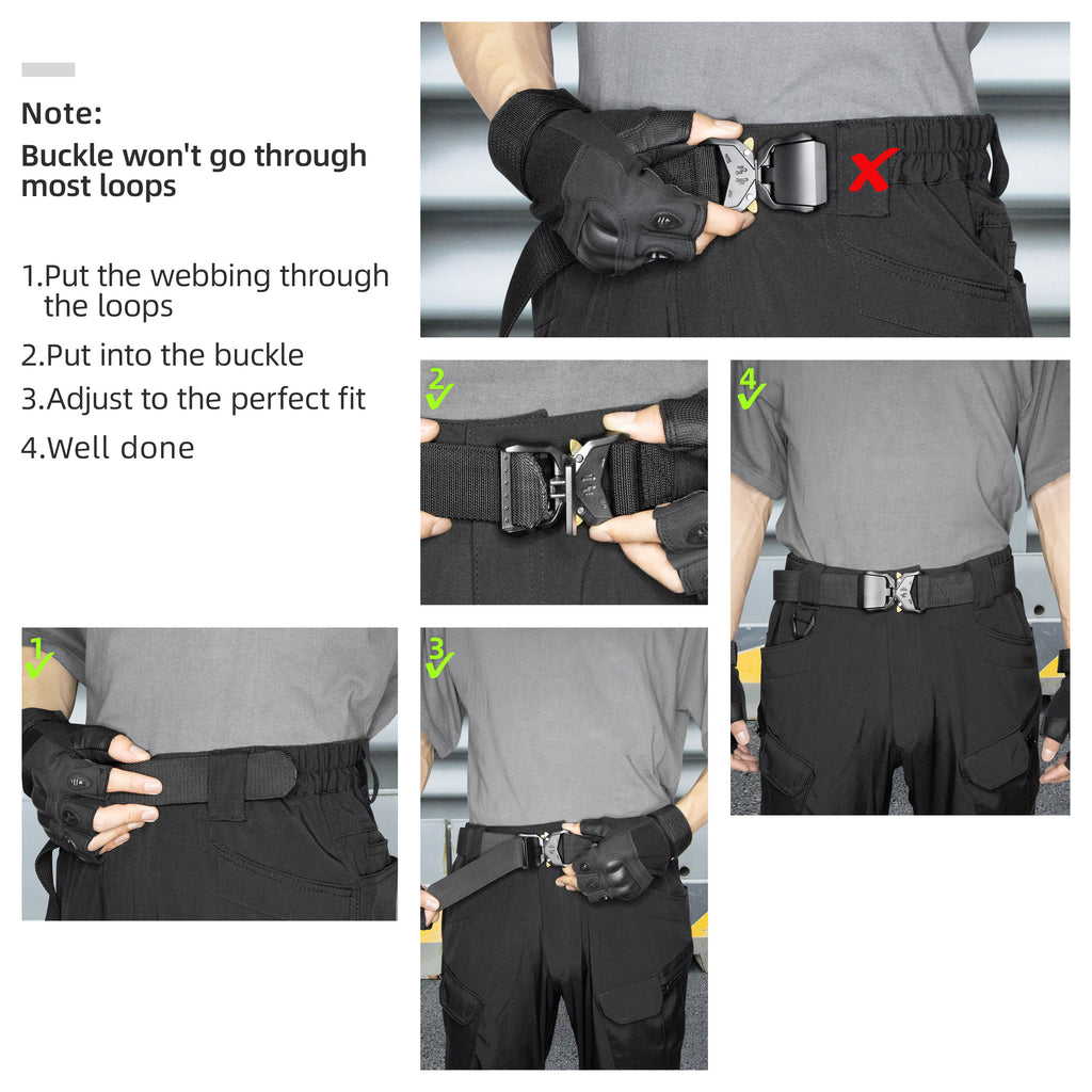 Tactical Belt,Work Belts for Men,Military Hiking Heavy Duty Belt for 1.5 Inch,Nylon Webbing Tool Belt,Gift with Quick Release Buckle